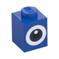 Brick 1 x 1 with White/Dark Blue Eye (Blue)