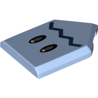 Tile Special 2 x 3 Pentagonal with Black Eyes, Dark Blue Mouth/Zigzag Line Print (Bright Light Blue)