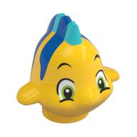 Animal, Fish with Large Eyes, Medium Blue Dorsal and Tail Fin and Blue Stripes on Top Print (Flounder / Fabius) (Yellow)
