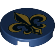 Tile Round 2 x 2 with Heraldic Lily Print (Dark Blue)