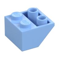 Brick Sloped Inverted 45° 2 x 2 [Ovoid Bottom Pin, Bar-sized Stud Holes] (Bright Light Blue)