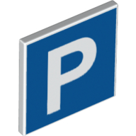 Road Sign Clip-on 2 x 2 Square [Thick Open O Clip] with Parking Sign Print (White)