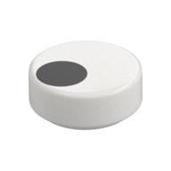 Tile Round 1 x 1 with Black Off-Center Dot/Circle/Eye Print (White)