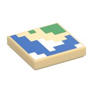 Tile 2 x 2 with Pixelated Map Print (Tan)