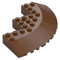 Brick Round Corner 10 x 10 with Slope 33° Edge, Axle Hole, Facet Cutout (Reddish Brown)