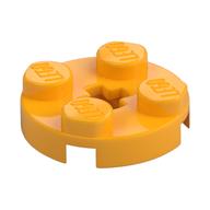 Plate Round 2 x 2 with Axle Hole Type 1 (+ Opening) (Bright Light Orange)