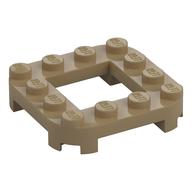 Plate Round Corners 4 x 4 x 2/3 Circle with 2 x 2 Opening (Dark Tan)