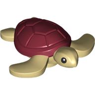Animal, Turtle / Sea Turtle with Black Eyes, Dark Red Shell Print (Tan)