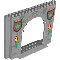 Panel 4 x 16 x 10 with Fire Torches, Banners with Crowns Print (Light Bluish Gray)
