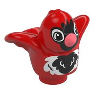 Duplo Animal Bird with Black and White Chest and Coral Beak Print (Red)