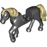 Animal, Horse with Raised Leg, Tan Mane and Tail Print (Black)