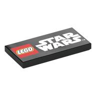 Tile 2 x 4 with 'LEGO STAR WARS' Print (Black)