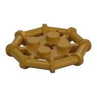 Plate Special 2 x 2 with Bar Frame Octagonal, Reinforced, Completely Round Studs (Pearl Gold)