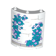 Panel 4 x 4 x 6 Quarter Cylinder with Dark Turquoise/Purple/Lavender Vines, Flowers Print (White)
