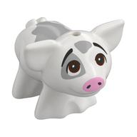 Animal, Pig, Small with Bright Light Pink Snout, Light Bluish Grey Spots, Looking Up (Pua) (White)