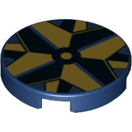 Tile Round 2 x 2 with Dark Blue/Dark Tan Compass Center Print (Dark Blue)