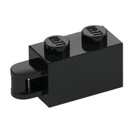 Brick Special 1 x 2 with Vertical Closed Handle on Edge (Black)