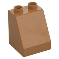 Duplo Brick 2 x 2 x 2 Slope (Medium Nougat)