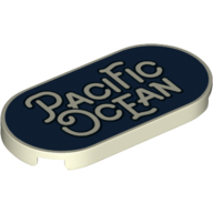 Tile Round 2 x 4 with 'Pacific Ocean' on Dark Blue Background Print (Glow in Dark White)