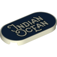 Tile Round 2 x 4 with 'Indian Ocean' on Dark Blue Background Print (Glow in Dark White)