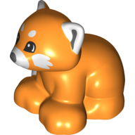 Duplo Animal Red Panda with White Ears, Muzzle, and Cheeks Print (Orange)