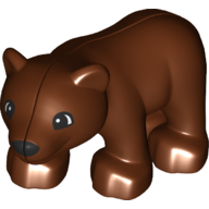 Duplo Animal Bear Cub, New Style, Semi-circular Eyes Print (Reddish Brown)