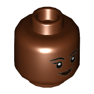 Minifig Head Shuri, Dark Brown Lips, Smile, Open Mouth / Closed Mouth Print (Reddish Brown)