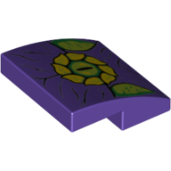 Brick Curved 2 x 2 x 2/3 with Yellow/Lime Circle/Eye/Arc Reactor Print (Dark Purple)