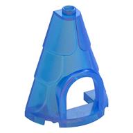 Tower Roof 2 x 4 x 4 Half Cone Shaped with Roof Tiles and Window (Opal Trans-Dark Blue)