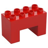 Duplo Brick 2 x 4 x 2 with 2 x 2 Square Arch (Red)