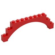 Brick Arch 1 x 12 x 3 Raised Arch with 5 Cross Supports (Red)