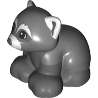 Duplo Animal Red Panda with White Ears, Muzzle, and Eyebrows Print (Light Bluish Gray)