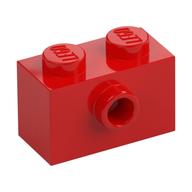 Brick Special 1 x 2 with 1 Center Stud on 1 Side, Bottom Stud Holder (Red)