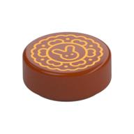 Tile Round 1 x 1 with Gold Moon Pie Print (Dark Orange)
