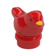 Animal, Bird, Small with Bright Light Orange Beak, Black Eyes Print (Red)