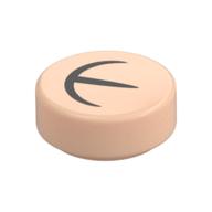 Tile Round 1 x 1 with Black Lines Print (Ear) (Light Nougat)