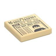 Tile 2 x 2 with Newspaper, 'Daily Prophet', 'The boy who lies' Print (Tan)