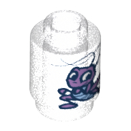 Brick Round 1 x 1 with Cricket Print (Cri-Kee) (Opal Trans-Clear)