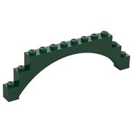 Brick Arch 1 x 12 x 3 Raised Arch with 5 Cross Supports (Dark Green)