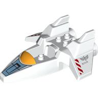 Duplo Spaceship Body with Red Warning Stripes, Orange Windscreen Print (White)