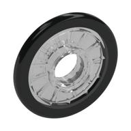Wheel Wheelchair with Pin Hole, Fixed Black Hard Rubber Tire Pattern (Trans-Clear)