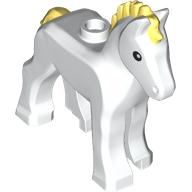 Animal, Foal with Black Eyes, Bright Light Yellow Mane and Tail Print (White)
