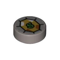 Tile Round 1 x 1 with Yellow Diamond/Jewel, Lime 'S' Print (Flat Silver)