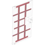 Door 1 x 4 x 6 Smooth with Chamfered Handle Plinth with Dark Red Lines Print (Trans-Clear)