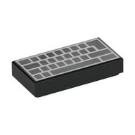 Tile 1 x 2 with Computer Keyboard with No Letters Print (Black)