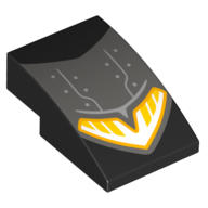 Brick Curved 3 x 2 No Studs with Dark Bluish Grey Plating, Headlight Print (Black)