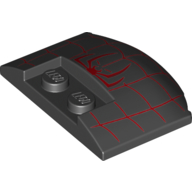 Brick Round 3 x 4 x 2/3 Triple Curved with Red Spider and Webbing Print (Black)