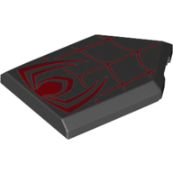 Tile Special 2 x 3 Pentagonal with Red Spider and Webbing Print (Black)
