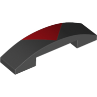 Brick Curved 4 x 1 Double, No Studs with Red Triangle Print (Black)