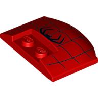 Brick Round 3 x 4 x 2/3 Triple Curved with 2 Sunk Studs with Black Spider, Webs Print (Red)